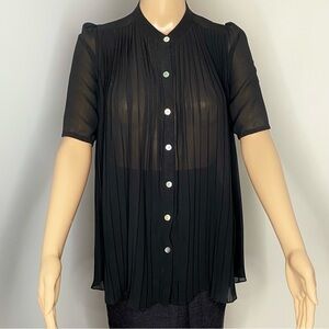 Elegant Black Sheer Blouse Size US M 100% Polyester